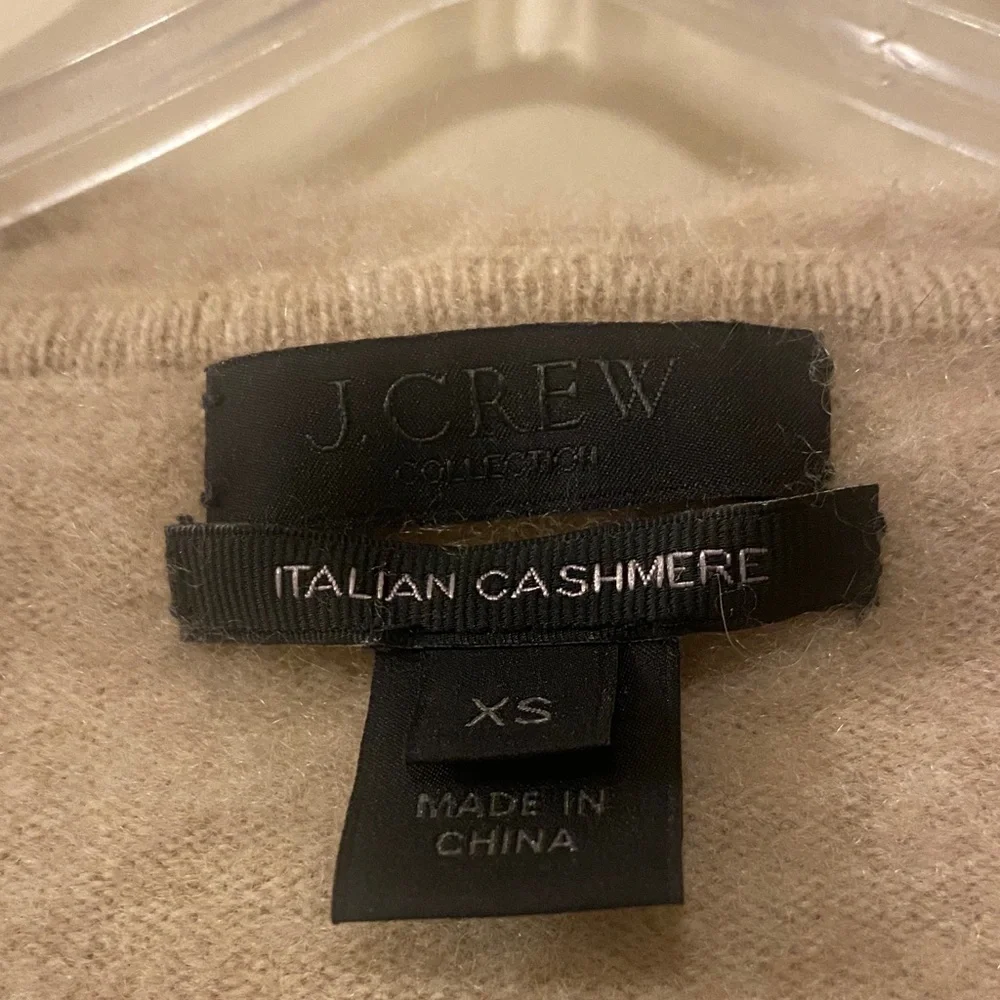J. Crew Women's Beige Cashmere Zip-Up Sweater - Picture 2 of 3